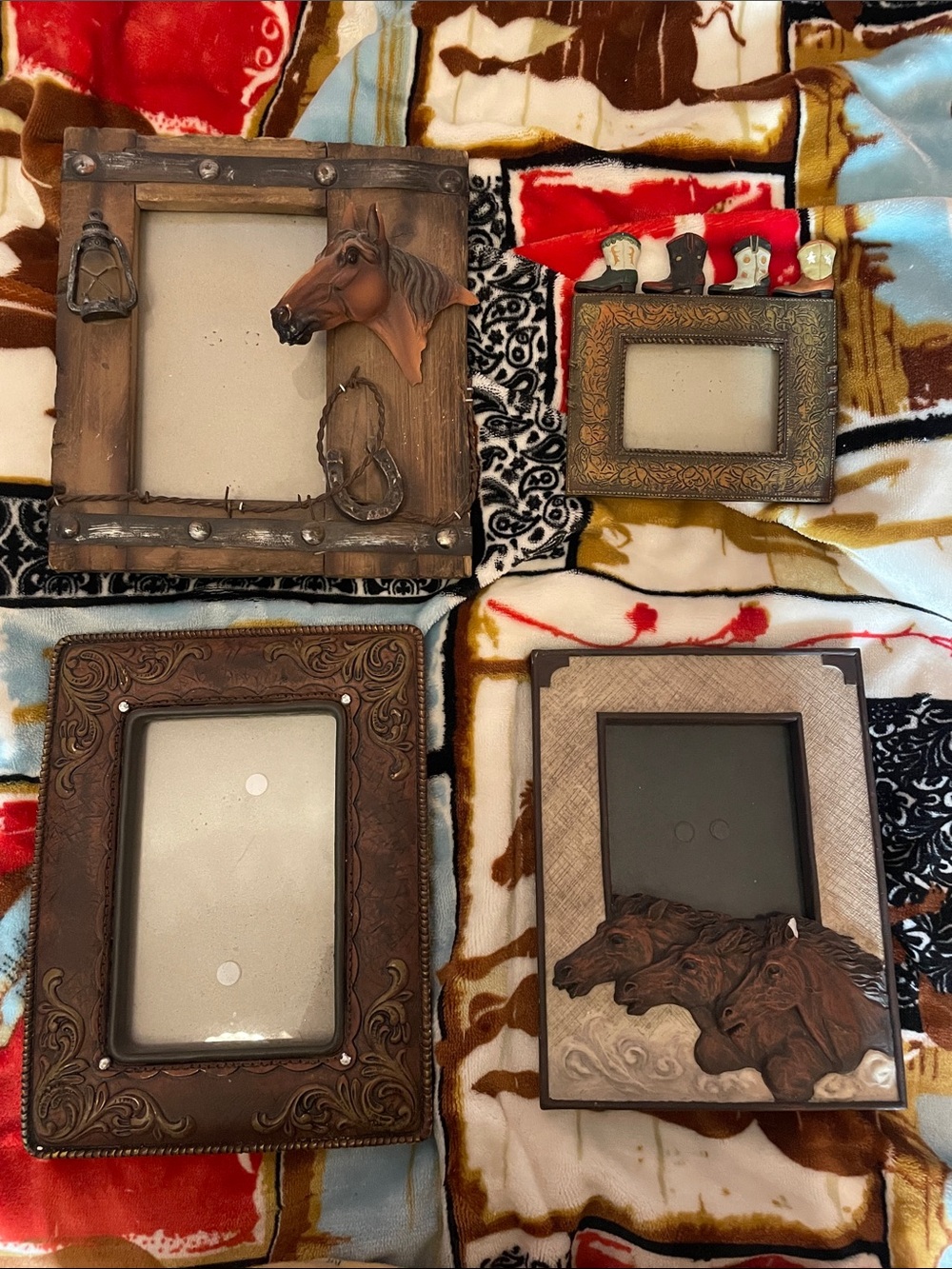Rustic Brown Horse-Themed Picture Frames
